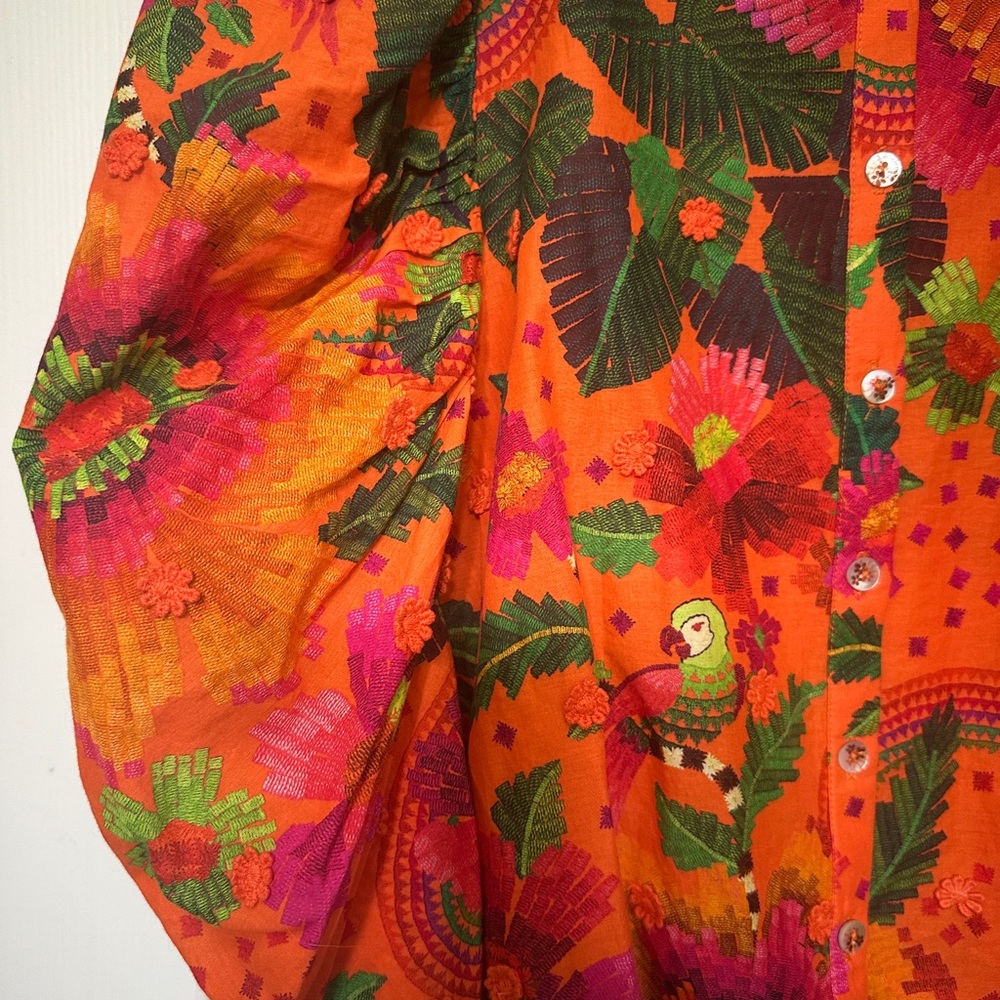 FARM Rio Women's Blouse in Orange Blooming Garden Size: XS - Picture 11 of 13